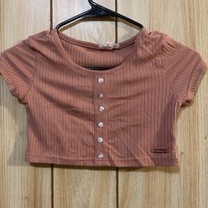 Kensie Girl Rust Short Sleeve Tee Cropped